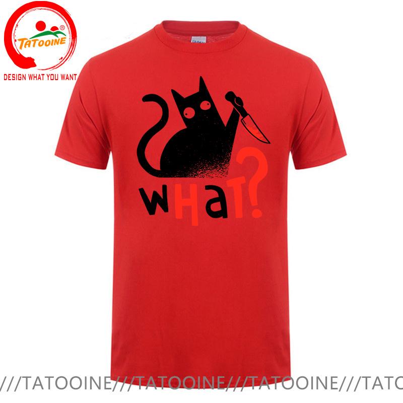 Novelty Murder Cat Bloody Knife What T Shirt Unisex Funny Humor Black Cats Tshirt Boys Fashion Casual Tee Shirt Summer Clothing
