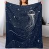 Starry Jellyfish Throw Blanket Warm Flannel Blanket for Couch Chair Bedroom