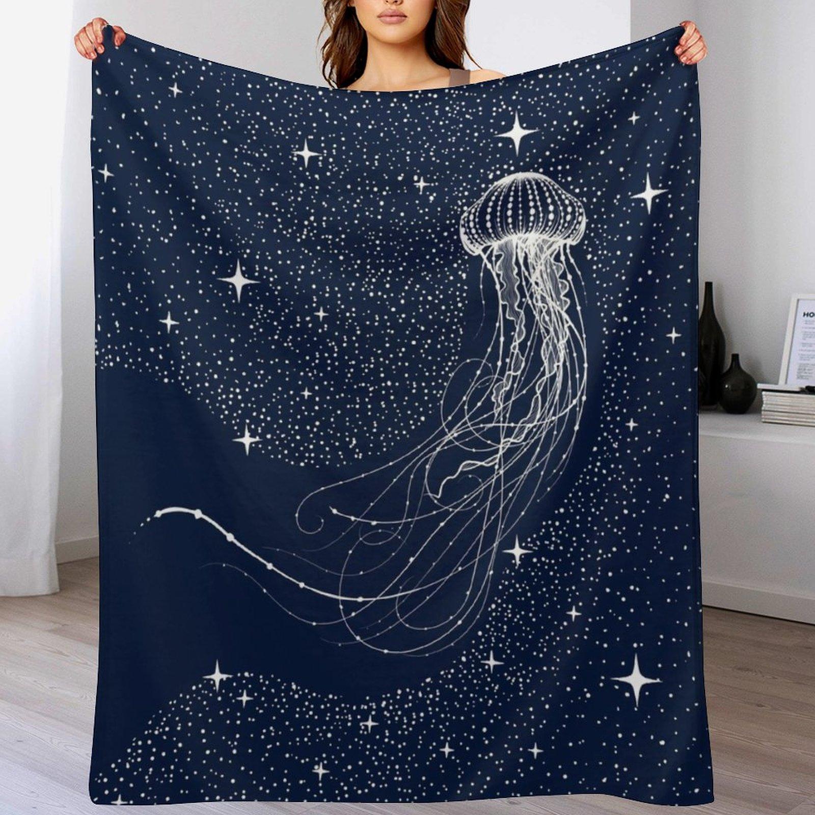 

starry jellyfish Throw Blanket Warm Flannel Blanket for Couch Chair Bedroom 102x76cm(40x30in)