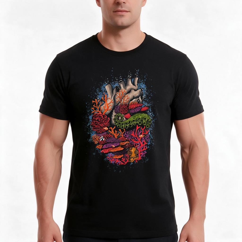 Heart Of The Sea Tshirt Summer Casual Cotton Tee Oversized Streetwear Tops Vintage Graphic Print Loose Fit Short Sleeve