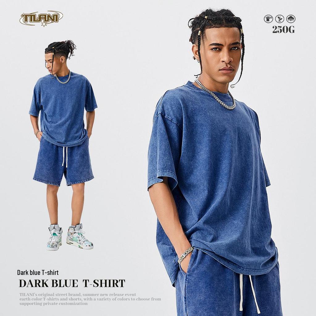 TILANI Pánské Retro Bavlněné Tričko s Krátkým Rukávem