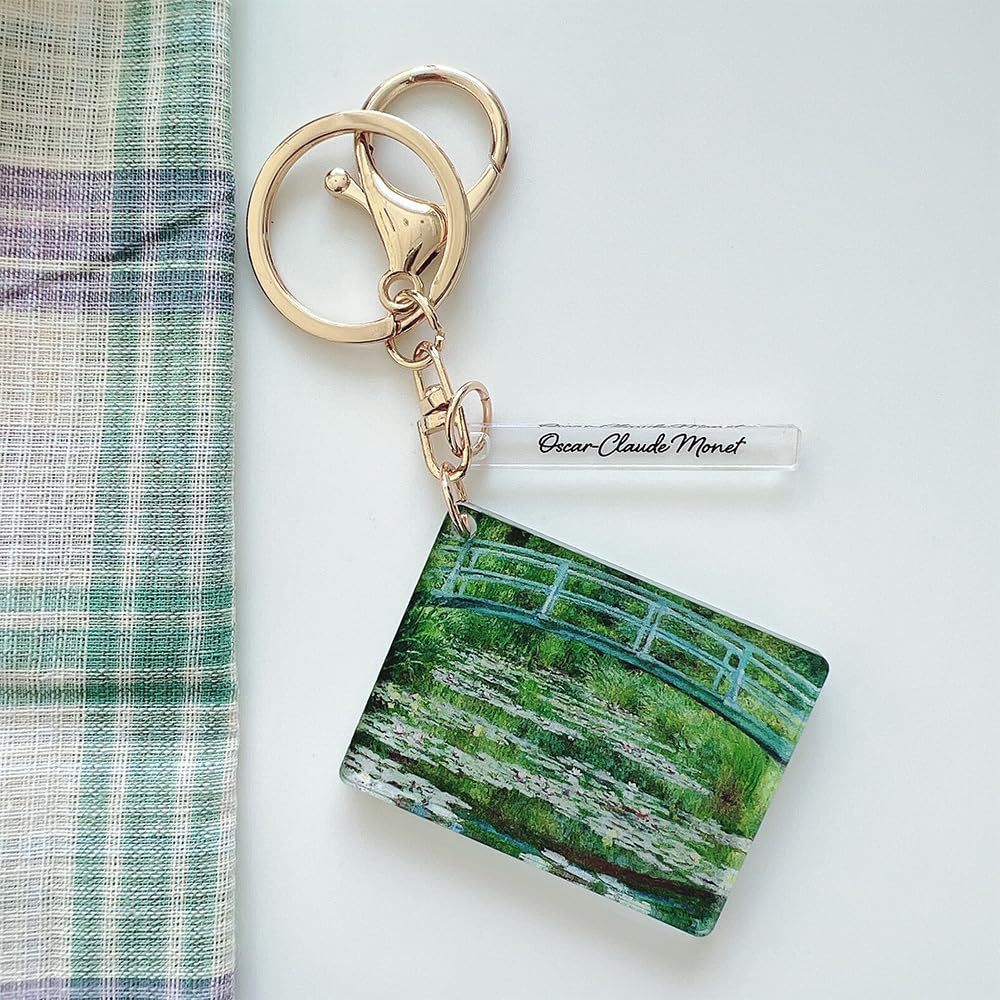 [ONLYOU] Stylish and Cute Keychain, Key Ring Charm, Ornament, Bag Charm, Simple Acrylic Mirror, Painting, Masterpiece, Illustration: Water Lilies and