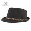 Hat women's fashion top hat autumn and winter simple light board leopard print woolen top hat British retro jazz hat men