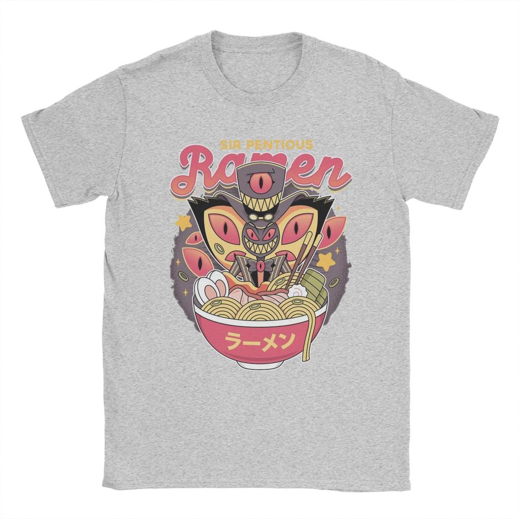 Men T-Shirt Hazbins Hotels Sir Pentious Ramen Vintage Cotton Tee Shirt Short Sleeve T Shirts Round Neck Clothes Graphic Printed