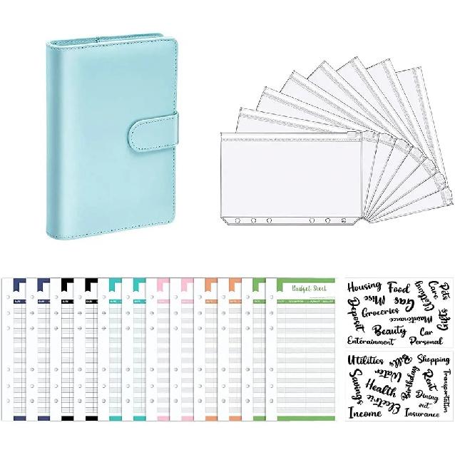 A6 Budget Binders Planner 6 Hole 8 Zipper Envelopes 2 Stickers In One NoteBook Wallet For Save Money Organizer Cash System