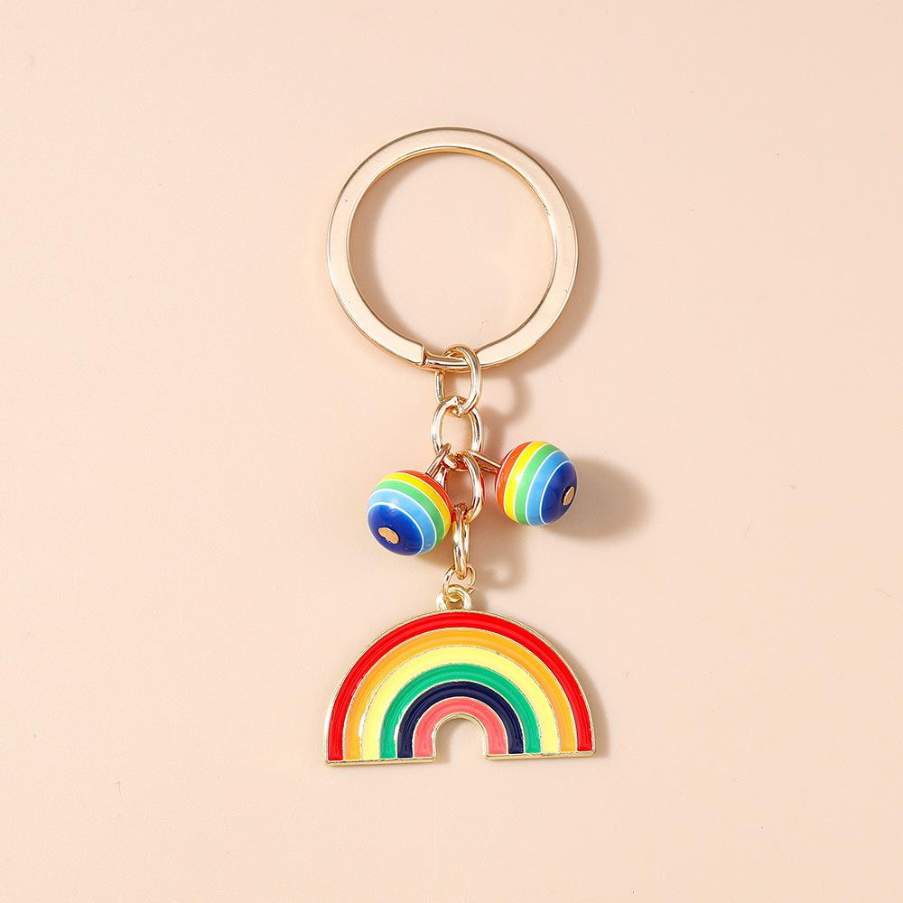 

Fashion Rainbow Keychain Happy Rainbow Diy Alloy Accessories Colorful Cloud Charm Couple Family Keychain Pendant