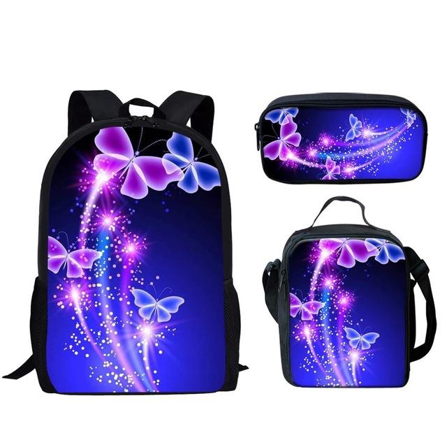 Intemporel Tendance Amusant Filles Africaines Motif 3D Set de 3 pièces Cartables Scolaires Sac à Dos Quotidien pour Ordinateur Portable Sac à Dos Sac à Lunch Boîte à Crayons