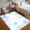 Line Art Coral Seashell Starfish Area Rug Pastel Gradient Seaweed Wave Print Non Slip Carpet Bedroom Nautical Home Decor
