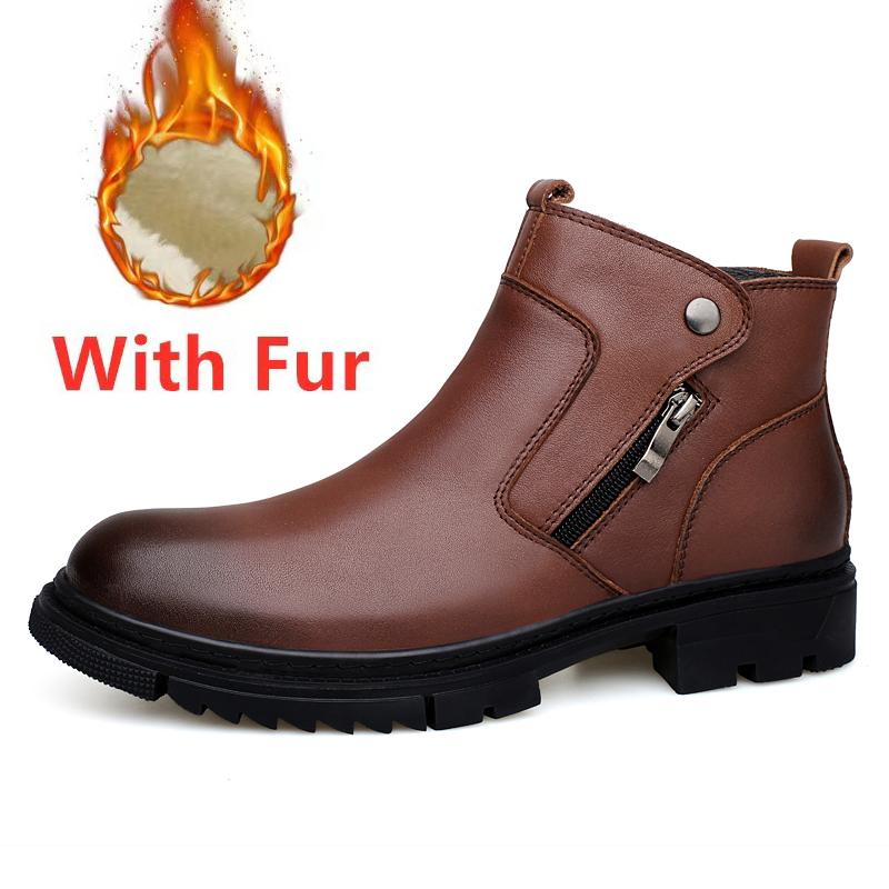 

Ботинки челси с боковой молнией, мужские ботинки из натуральной кожи, высококачественные теплые зимние ботинки с плюшевым мехом, обувь для ходьбы от люксового бренда 47