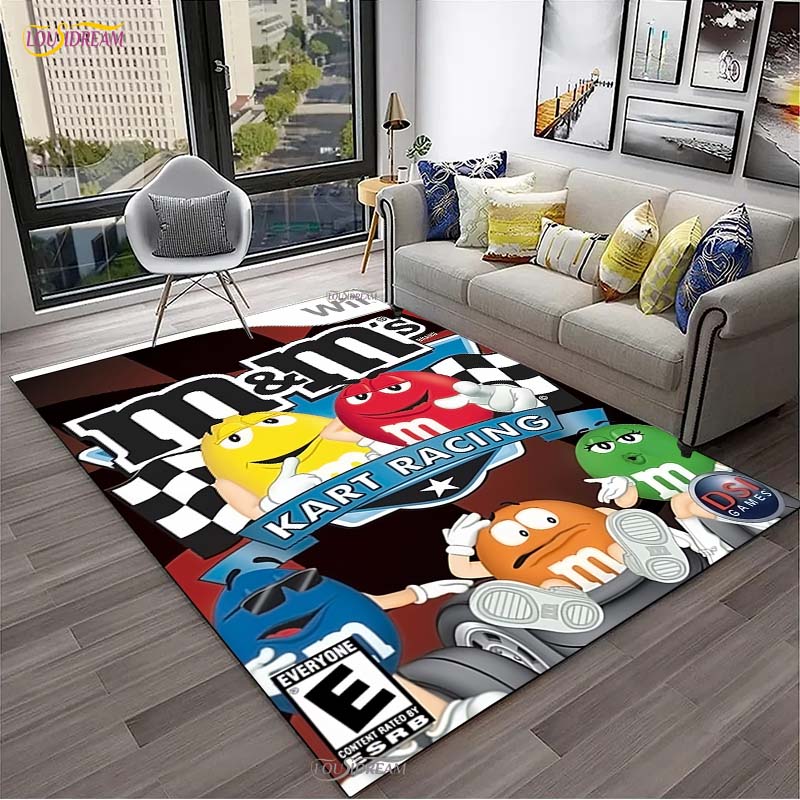 M&M Sweet Cartoon Kawaii Cute Carpet for Living Room Bedroom decor Yoga Area Rug Kitchen Unslip Floor Mat Alfombra Birthday gift
