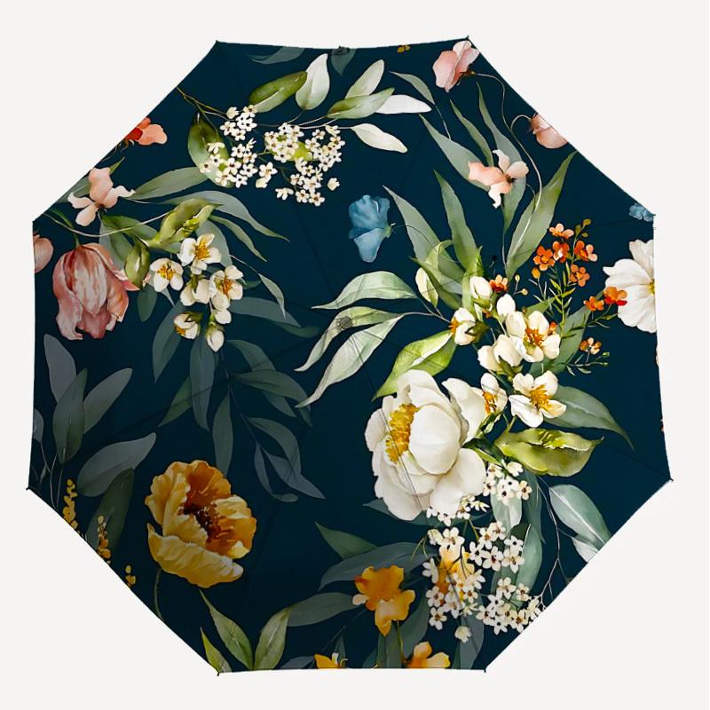 1PC Floral Pattern Umbrella-8-Rib Reinforced Portable Folding Travel Suitable for All Seasons Outdoor Daily Use Is an Ideal Choice  -K0414