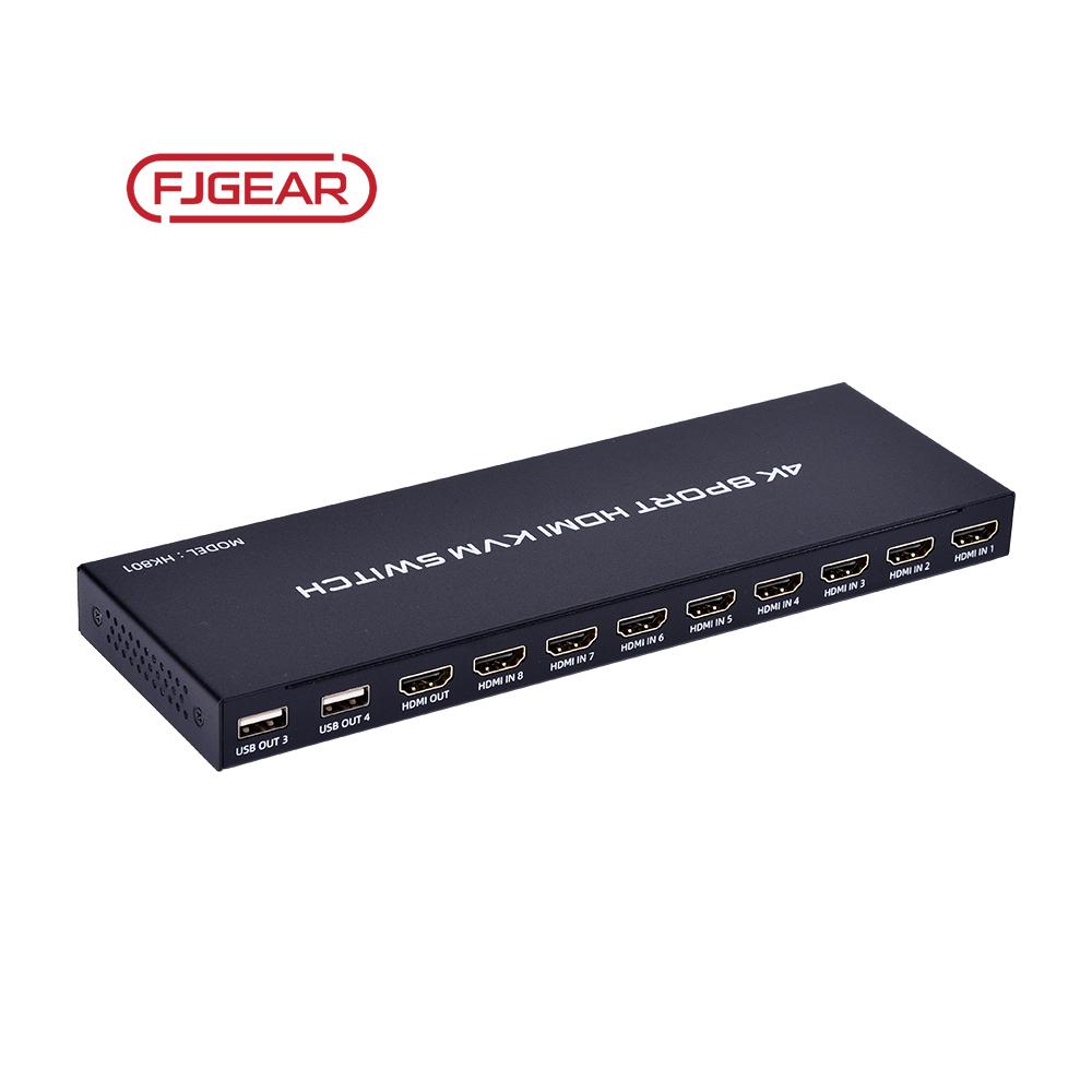 FJ-HK801 Fjgear Manual 8-Port Support 3840*2160*30Hz 4K Hdmi Kvm Switch 8 Port hdmi Kvm Switch 8 Port