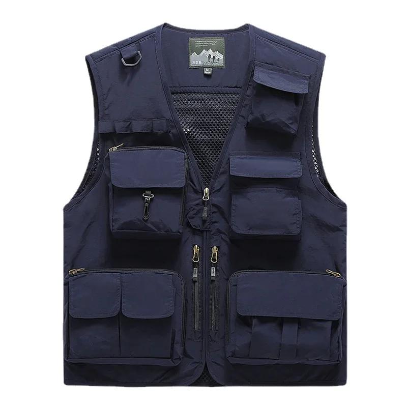 Men Outdoor Waistcoats Climbing Vests Jackets Multi-pocket Fishing Photography Vests Men Mesh Breathable Vests Coats Size 6XL