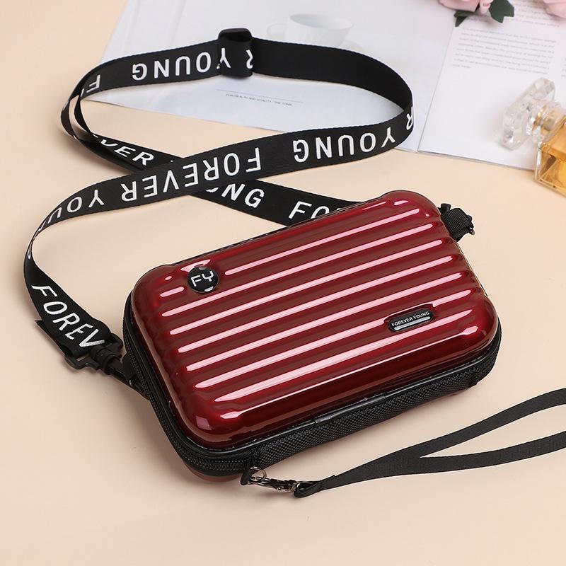 Mini-Kunststoff-Kosmetiktasche, Damen-Kofferform, Umhängetasche, PVC, kleine Umhängetasche, modische Reisetasche