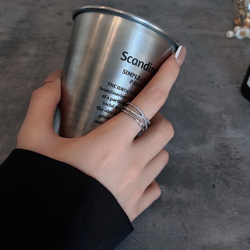 Internet Celebrity-Style Zircon Cross Ring: Chic, Minimalist, High-End Design for Women