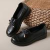 2025 Mom Shoes Spring Autumn Edition Leather Shoes Soft Bottom Soft Surface Anti Slip Women's Shoes Comfortable Elderly Loafer