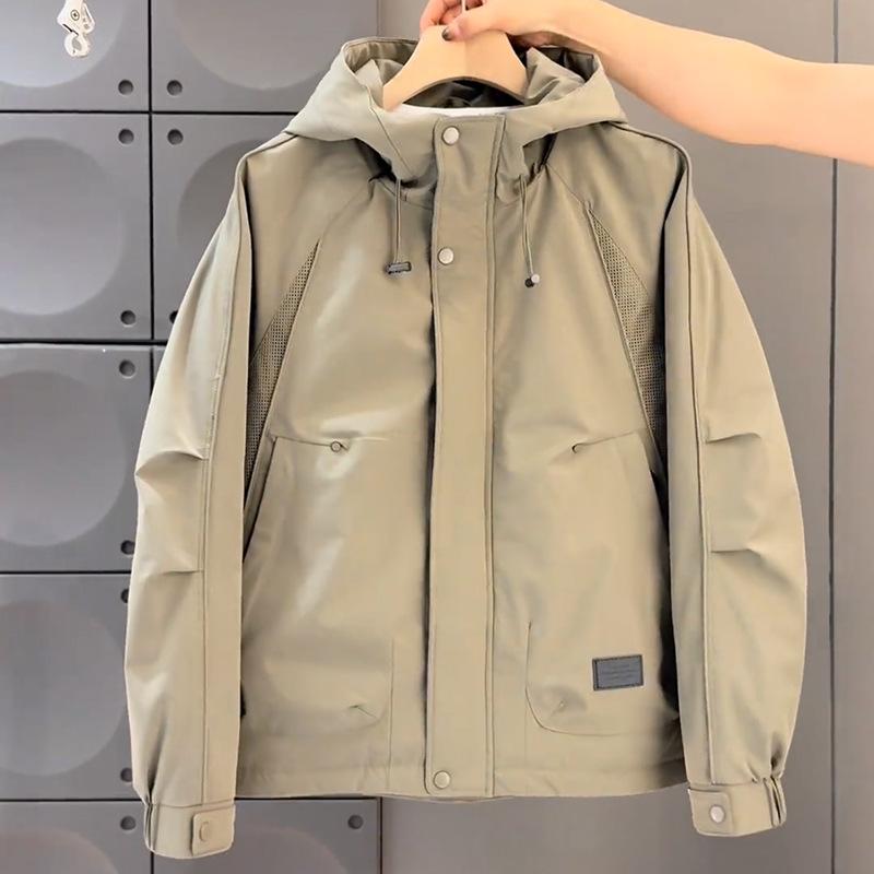Men's Hooded Cotton Windbreaker Jacket - Casual, Versatile, Handsome Workwear for Youth