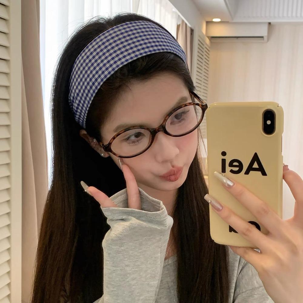 

4pcs Korean Style Cloth Hairband Headwear Wide Headband Sweet Plaid Headband Hair Styling Accessory