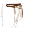 Braided Waist Belt with Fringe Tassels Adjustable Buckle Closure Fringed for