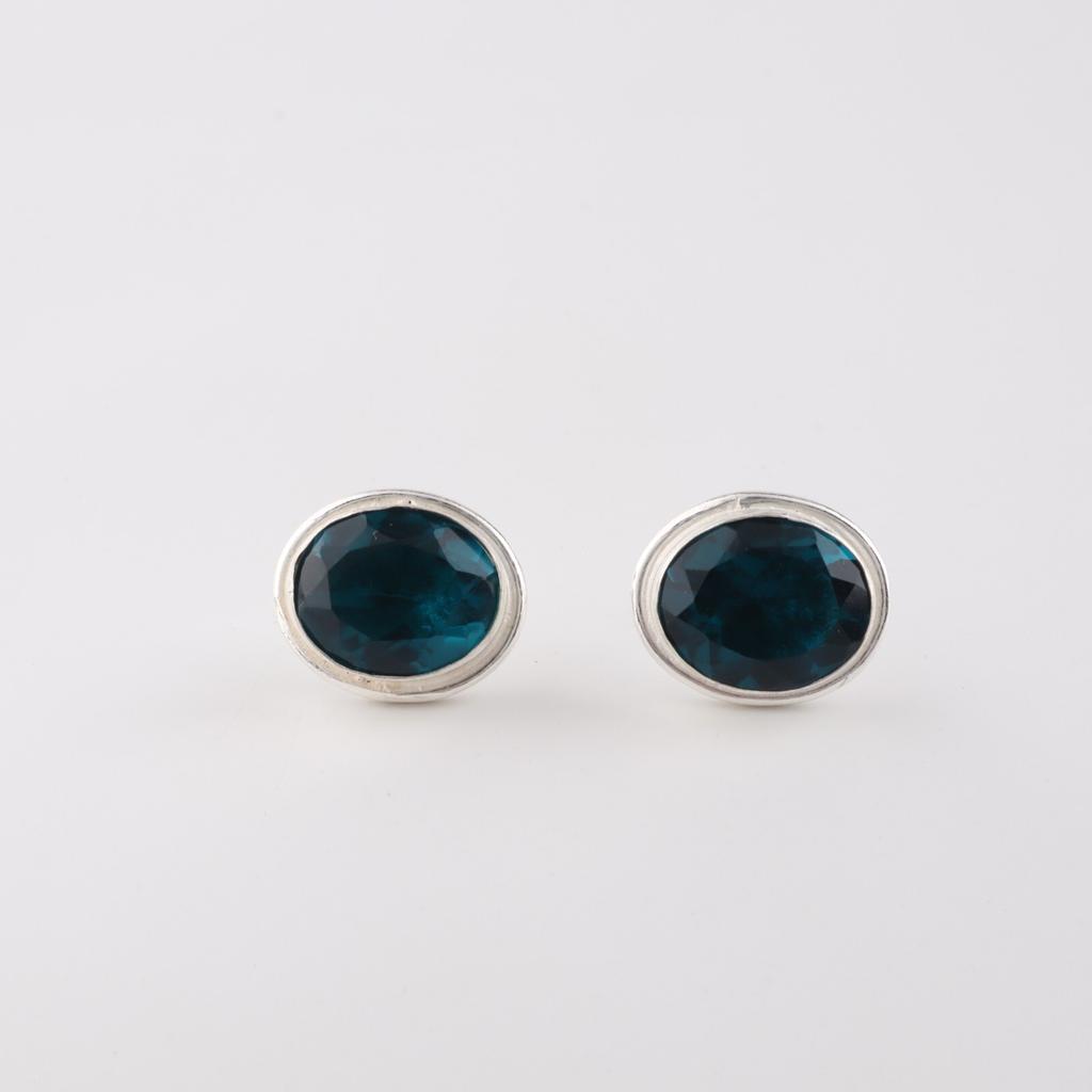 Apatite Gemstone 925 Sterling Silver Jewelry Handmade Earrings Stud 0.5" For Her EE-178-6