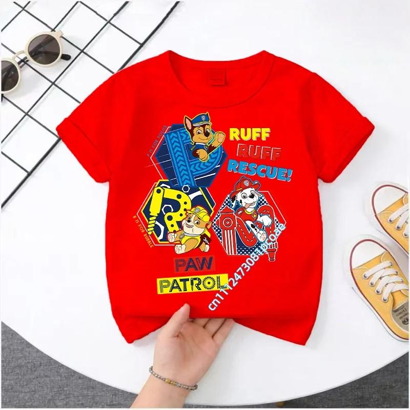 Summer Fashion Short-sleeve Party Gift Paw Patrol Boys and Girls T-shirt with Cartoon Anime Pattern Print