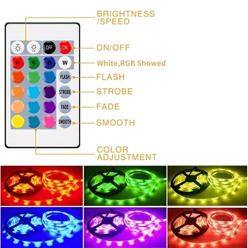 LED USB Strip Light Remote Control Color Changing 5050 RGB LED Bluetooth Connectivity Colorful Light Strip Set Flexible Lights