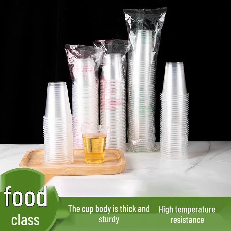 Thickened Transparent Plastic Disposable Cups for Hot/Cold Drinks, Available in Large & Small Sizes