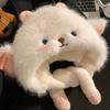 1Pieces Women's Winter Cute Thick Warm Ear Protection Hat With Moving Ears Cartoon Plush Hat Mountaineering Scarf