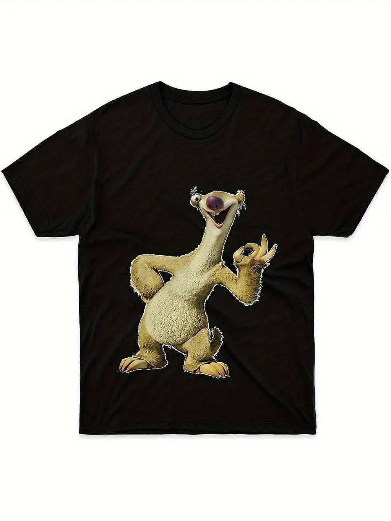 This T-Shirt Showcasing Sid The Sloth from The New Age Cartoon Highlights His Famous Stance And Lively Eyes. with a Crew Neck And Short Sleeves S