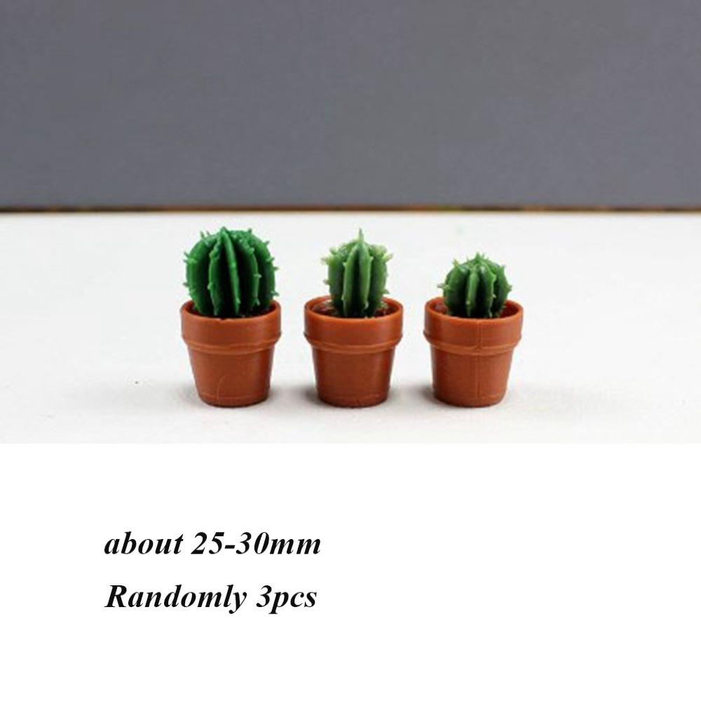 3pcs New 1:12 Dollhouse Miniature Potted Plant Multistyles Mini Bonsai Garden Home Model Play House Decor Doll House Accessories