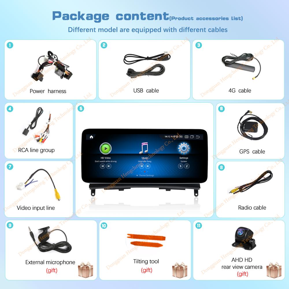 10.25/12.3" Android13 For Mercedes Benz C Classe W204 S204 2008-2010 Car Multimedia Player GPS Navigation CarPlay 4G 360Camera