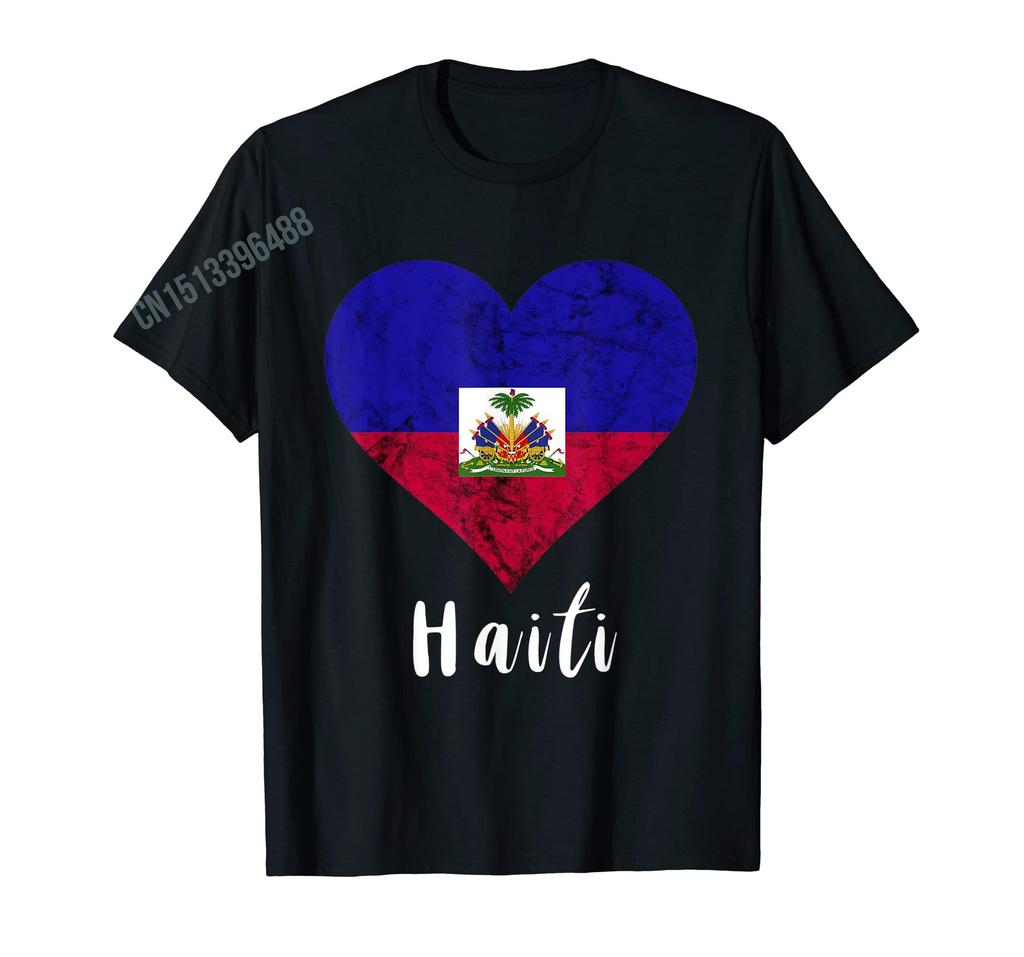 ZX More Design Haiti Proud Haitian Flag Map Pride Vintage TShirt For Men Women T Shirt Hip Hop Tops Cotton Tees