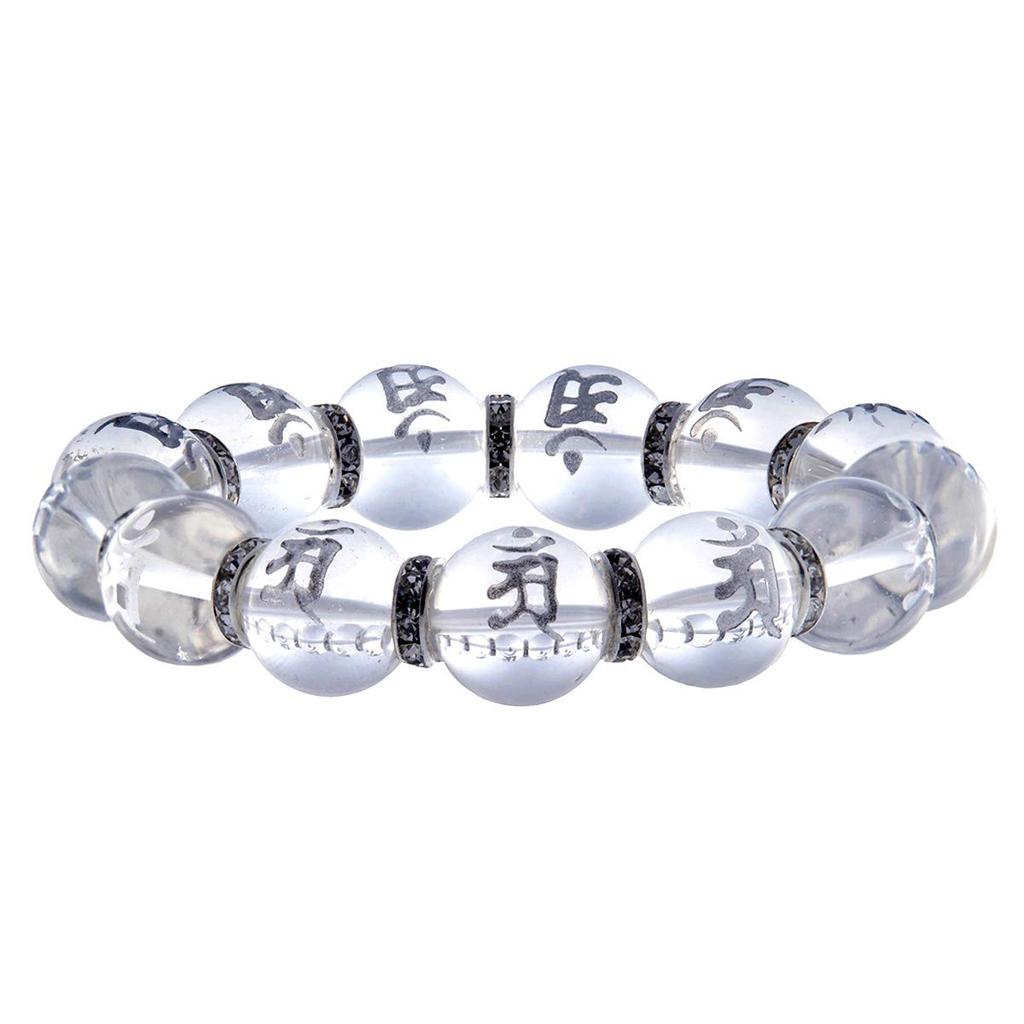 Born in guardian Sanskrit 16mm Natural stone [Ishiki] Tatsumi, Ann, Silver-carved character, Quartz, bracelet, Samantabhadra, [b526_4]