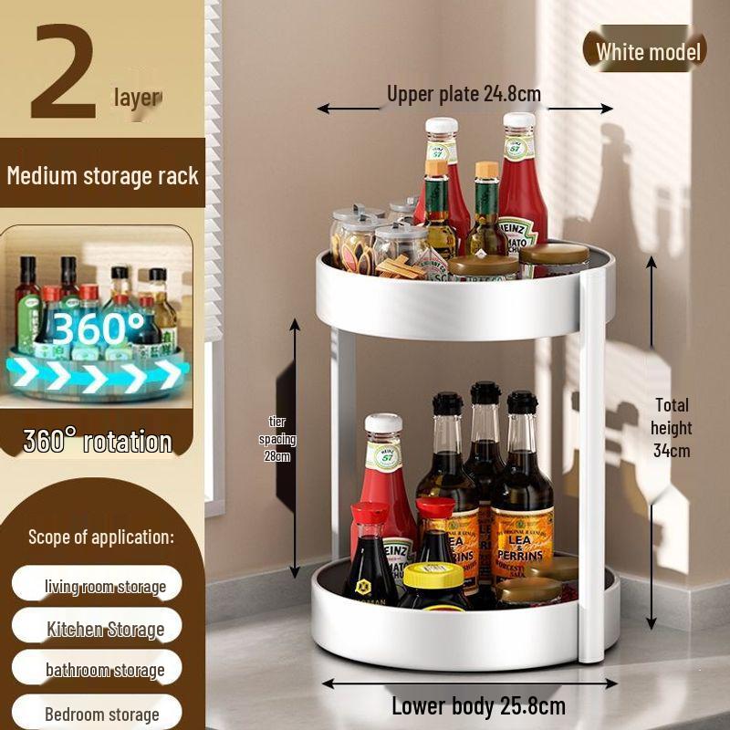 Rotating Kitchen Spice Rack: Stainless Steel Tray for Oil, Salt, Soy Sauce, Vinegar, and Seasonings
