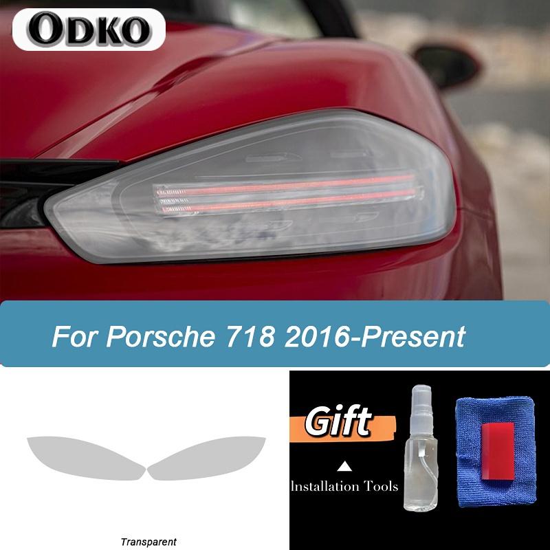 Car Headlight Protective Film Taillight Smoked Black Tint Wrap Vinyl Transparent TPU Sticker For Porsche 718 Boxster Cayman GTS