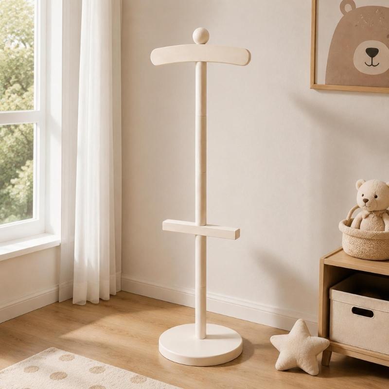 Wooden Baby Clothing Rack 2-Pack, Freestanding Hanging Stations, Baby Shower Centerpiece, Display Stand Hanger for Coat, Dresses, Uniforms, Hats, and