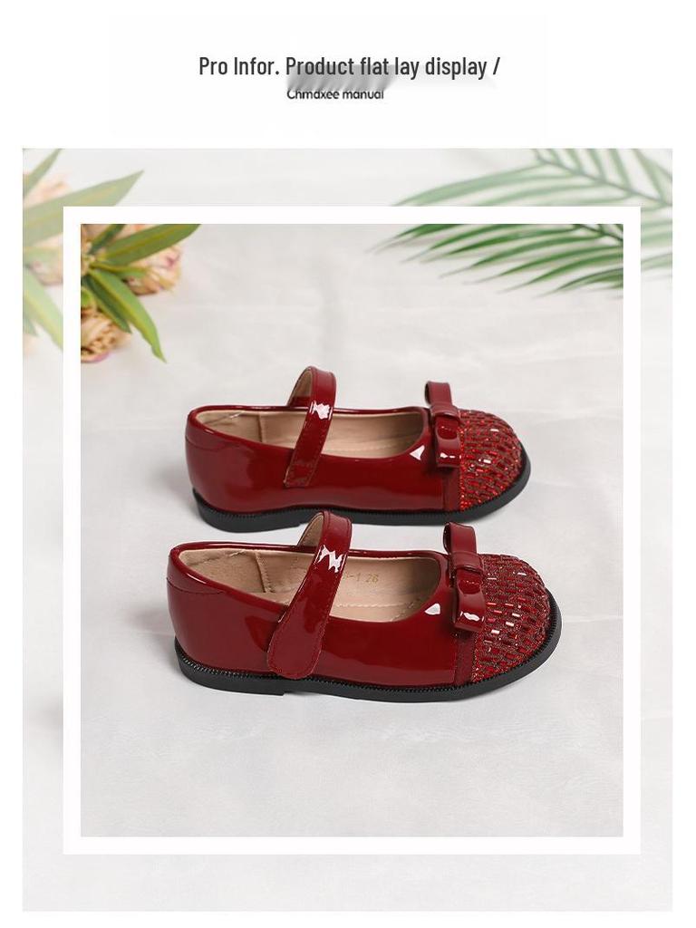2026 Spring New Arrival: Girls' Crystal Princess Dress Shoes - Formal, Leather, Perfect for Performances