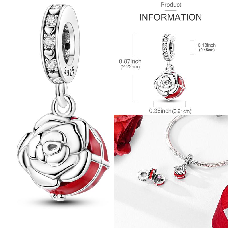 Copper Romantic Couple Rose Ring Proposal Valentine'S Day Charms Beads Fit Necklace Bracelets Diy Jewelry Gifts