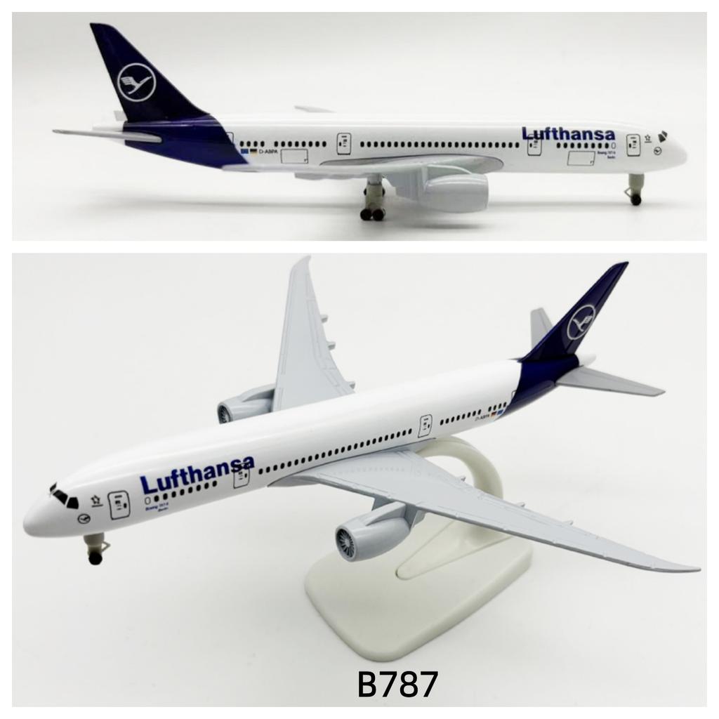 20cm Lufthansa Model Plane B787 Metal Replica Model Plane Aviation Simulation Scale Aircraft Collection Toys Boys Kids