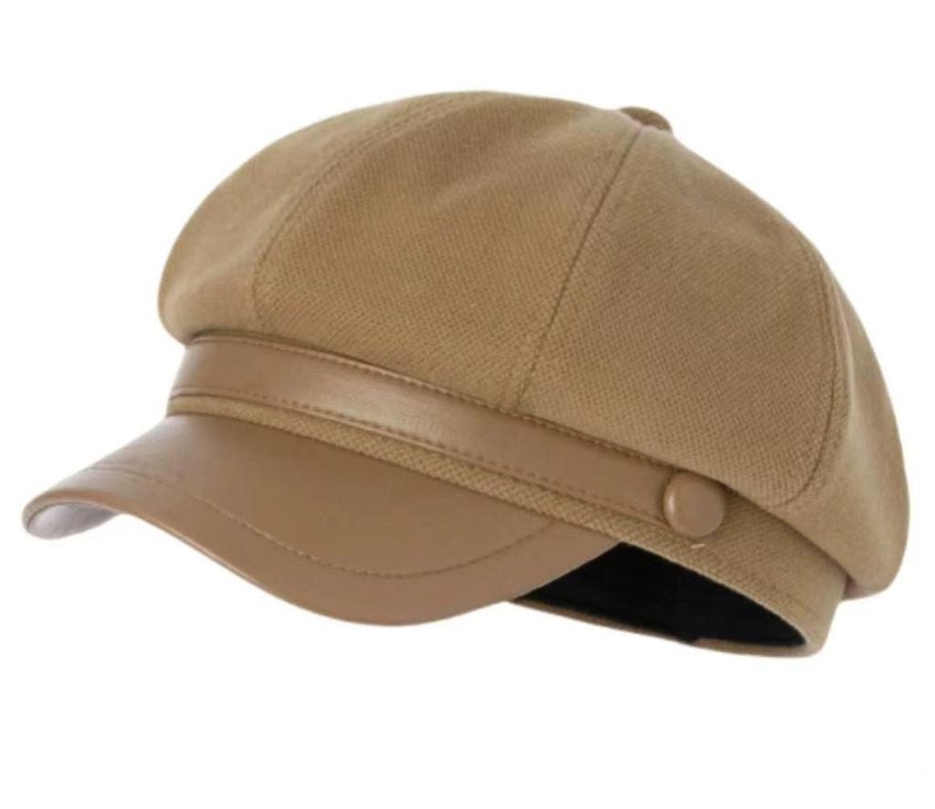 Women's Black Octagonal Newsboy Beret: Korean Style Painter Hat for Larger Head, Autumn/Winter