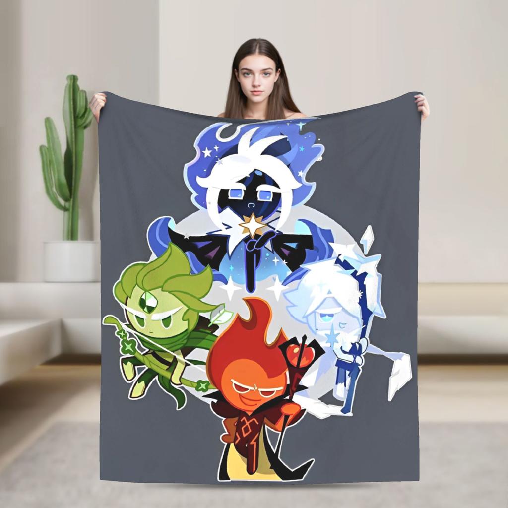Cookie Run Kingdom Fleece Blanket  Novelty Throw Blanket for Bed Sofa Couch 200x150cm Quilt