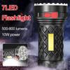 7LED High Power Led Flashlights Rechargeable Camping Spotlight with Side Light 3 Lighting Modes Camping Adventure Outdoor