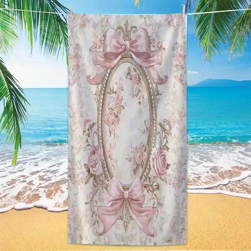 

Watercolor Initial Letter M Beach Towel Cute Floral Rainbow Swan Boho Quick Dry Soft Towel for Beach Vacation Daily Use W40*H60(CM)