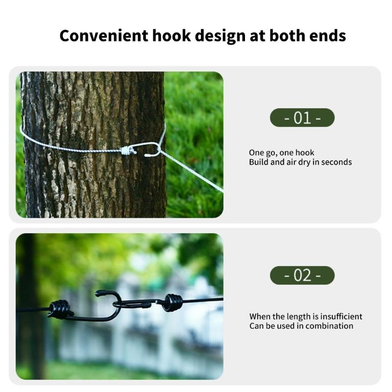 Pack Of 2 Portable Travel Clotheslines With Clip And Nonslip Hook Flexible Drying Cord For Camping Laundry Drying