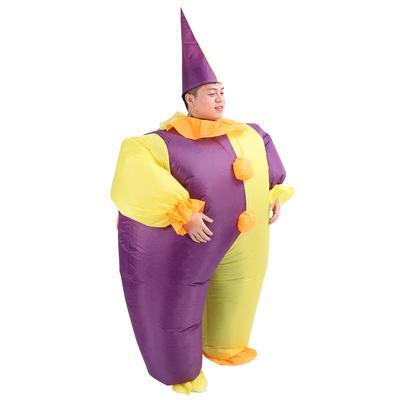 Aufblasbares Clownskostüm für Erwachsene Polyester Aufblasbares Lustiges Joker-Kostüm Anzug für Feiertags-Cosplay-Partys