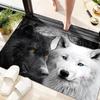 1Pc Wolf Theme Printed Circular Carpet, Home Door Mat, Outdoor Travel Protection Carpet B3