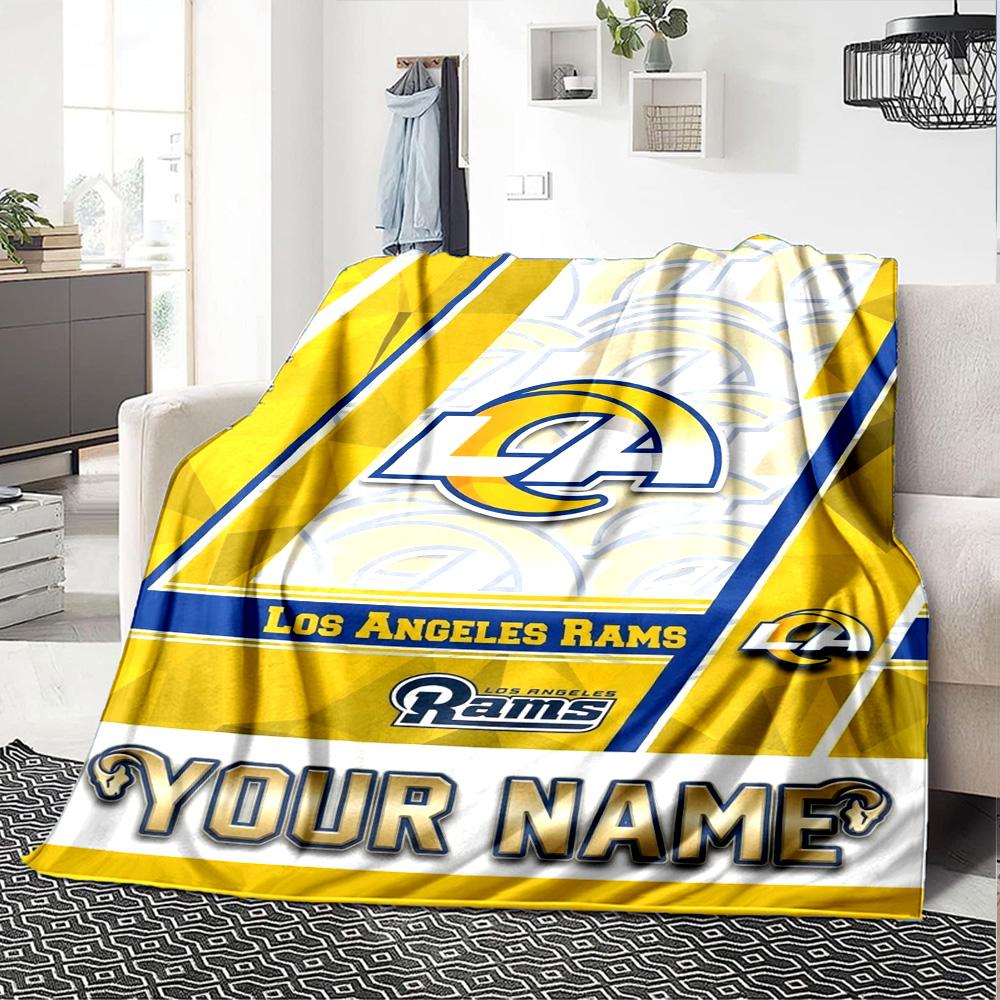 Name Custom Los Angeles Rams Print Flannel Blanket High Quality Warm Comfortable Cover for All Seasons Perfect for Gifts Home Decor