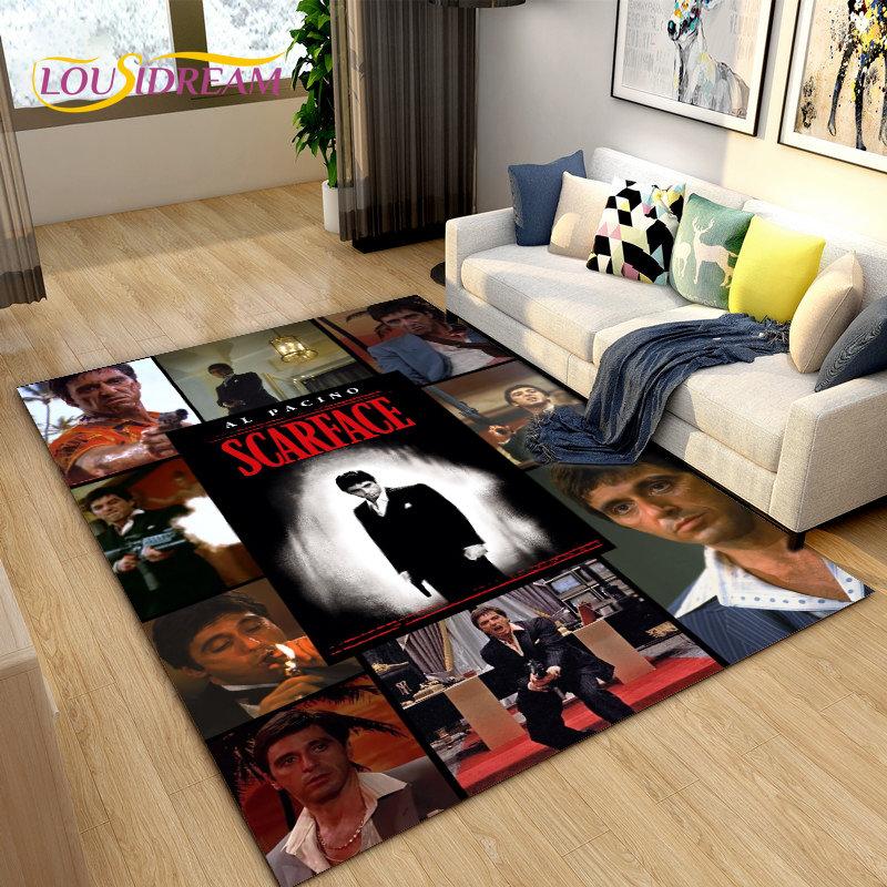 Film Scarface 3D tisk koberec velký, koberec do obývacího pokoje, ložnice, pohovky, rohožky, dekorace, dětské hrací protiskluzové rohožky