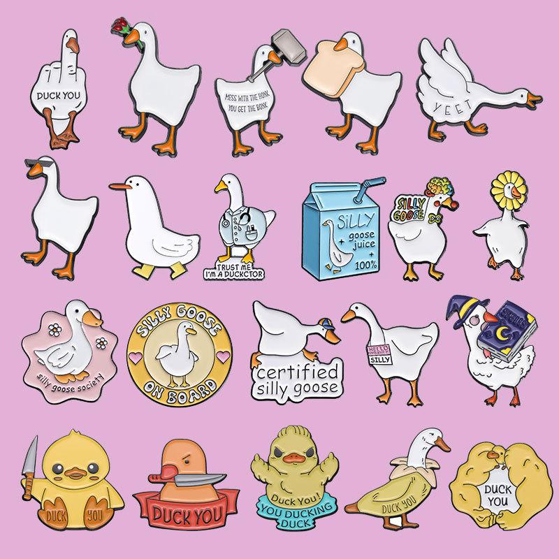 Animal Eyecatching Cartoon Duck Goose Brooch Collection In Alloy For Fun Accessories