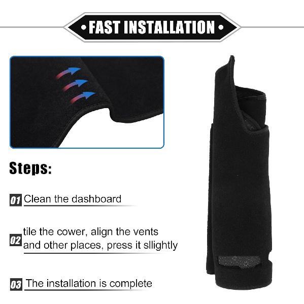 Dashboard Cover Compatible for Toyota 4runner 2015-2019, Non-Slip Polyester Black Dash Cover Mat Dash Board Protector Cover